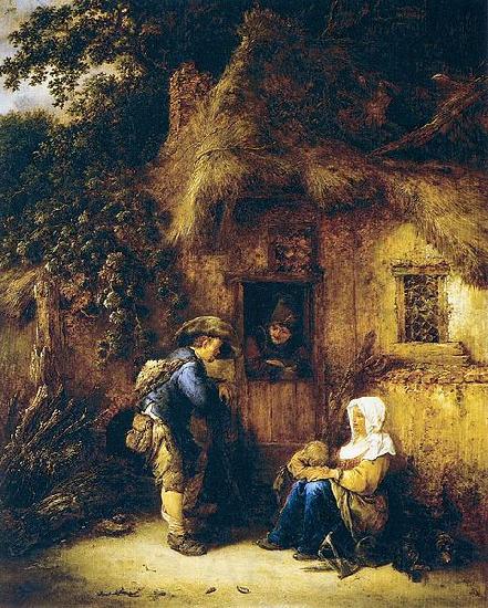 OSTADE, Isaack van Traveller at a Cottage Door Norge oil painting art